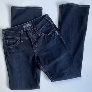 Silver Jeans Suki Mid Rise Bootcut Dark Blue Denim Wash 27x32